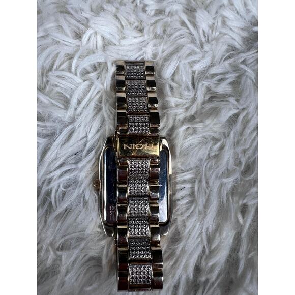 Elgin Rectangular Quartz Watch Gold Tone Crystal Bracelet Japan Movt FG754ST - Picture 6 of 14